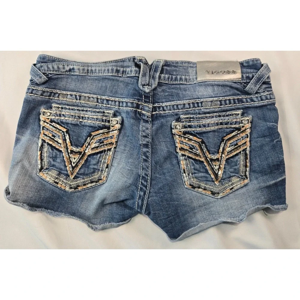 Vigoss The Dublin Short 7/8‎ Cotton Blend Y2K McBling Festival Sequin Denim